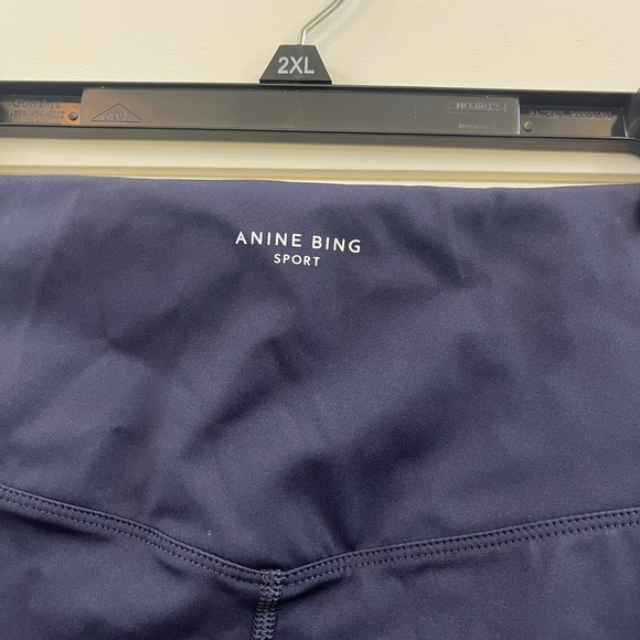 Anine Bing Blue Bike Shorts High Waist Stretch - Picture 3 of 4